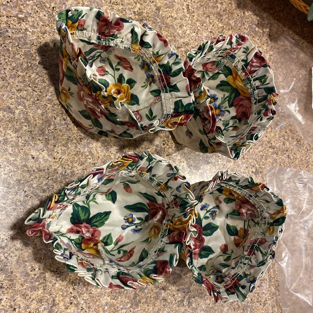 4 Longaberger Thyme Fabric Basket Liners Garden Splendor Floral - Picture 9 of 14